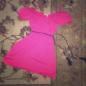 🆕 Fuchsia Off-the-Shoulder Dress w Black Belt